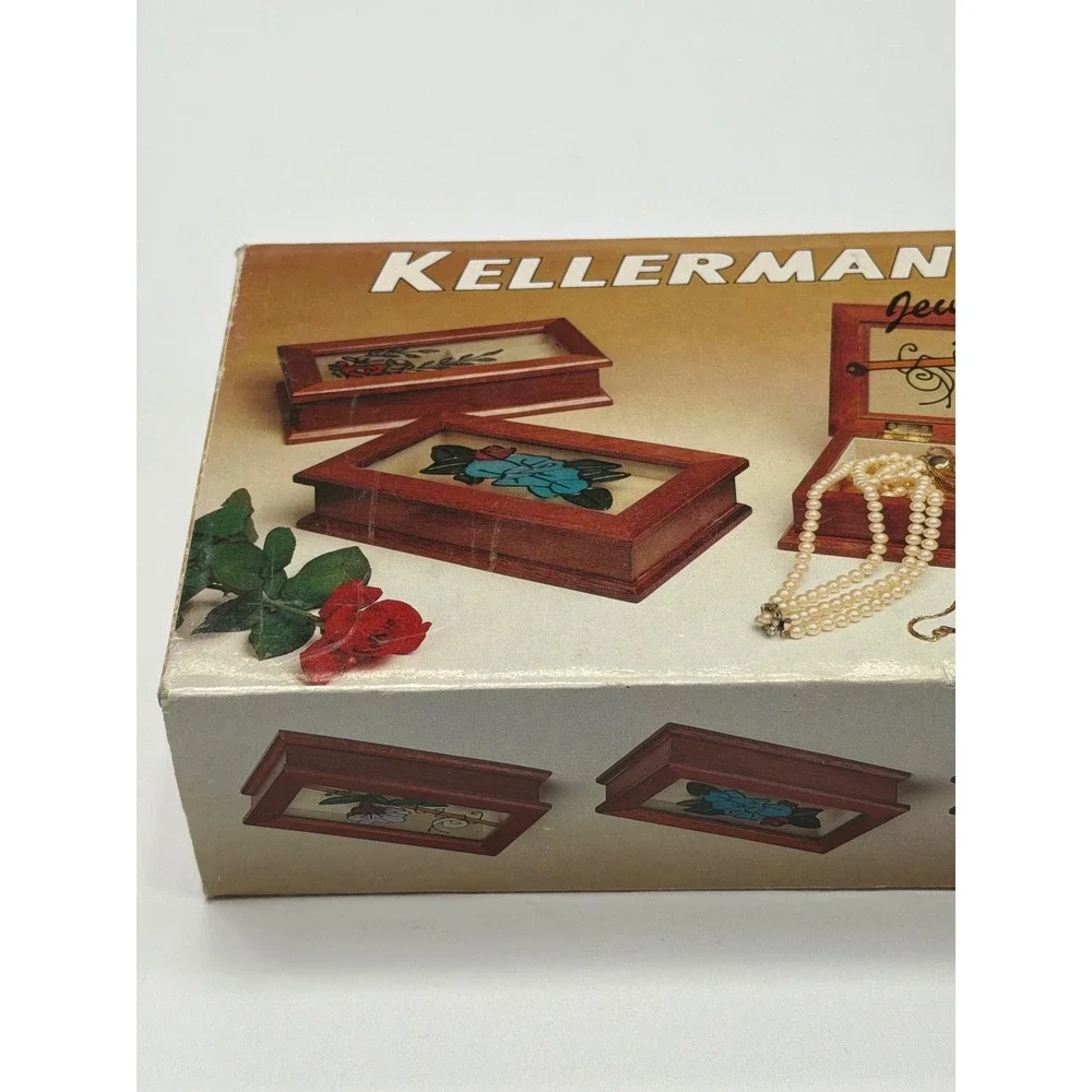 Kellerman Jewel Chest Wooden Hinged Lid Stained Glass Snail‎ Flower Art 0774